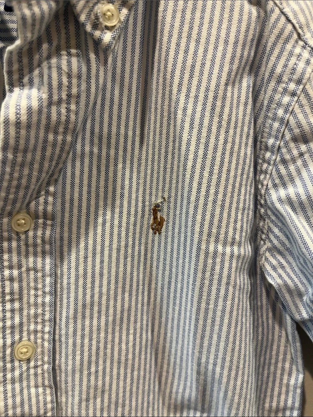 Ralph Lauren Light Blue and White Striped Button-Down Shirt